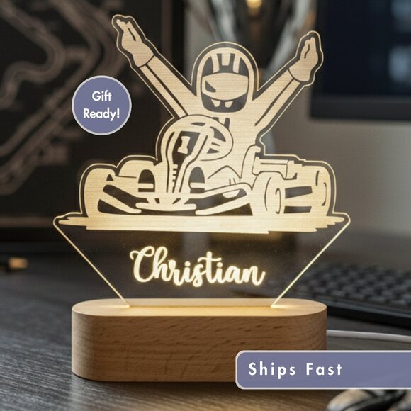 Race Car Custom Name Light • Personalized LED Cloud Decor • Baby Gift - Picture 1 of 8